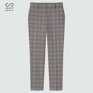 Uniqlo Smart Ankle Pants (2-Way Stretch) - S Grey/Burgundy Plaid